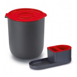 Kit Para Pia Lixeira Porta Detergente Bucha e Sabao Vermelho